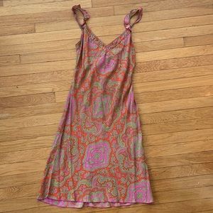 Paisley Silk Slip Dress - Sezane vibe - ruffle straps - psychedelic